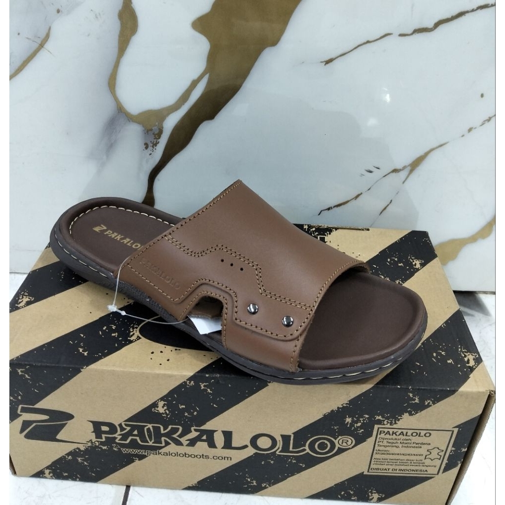 PAKALOLO ARJUNA 05 TAN Sandal Slide Pria Original Leather