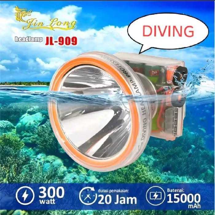 Senter Kepala Selam JINLONG JL-909 - Super Terang, Tahan Air, Pilihan Cahaya Putih & Kuning