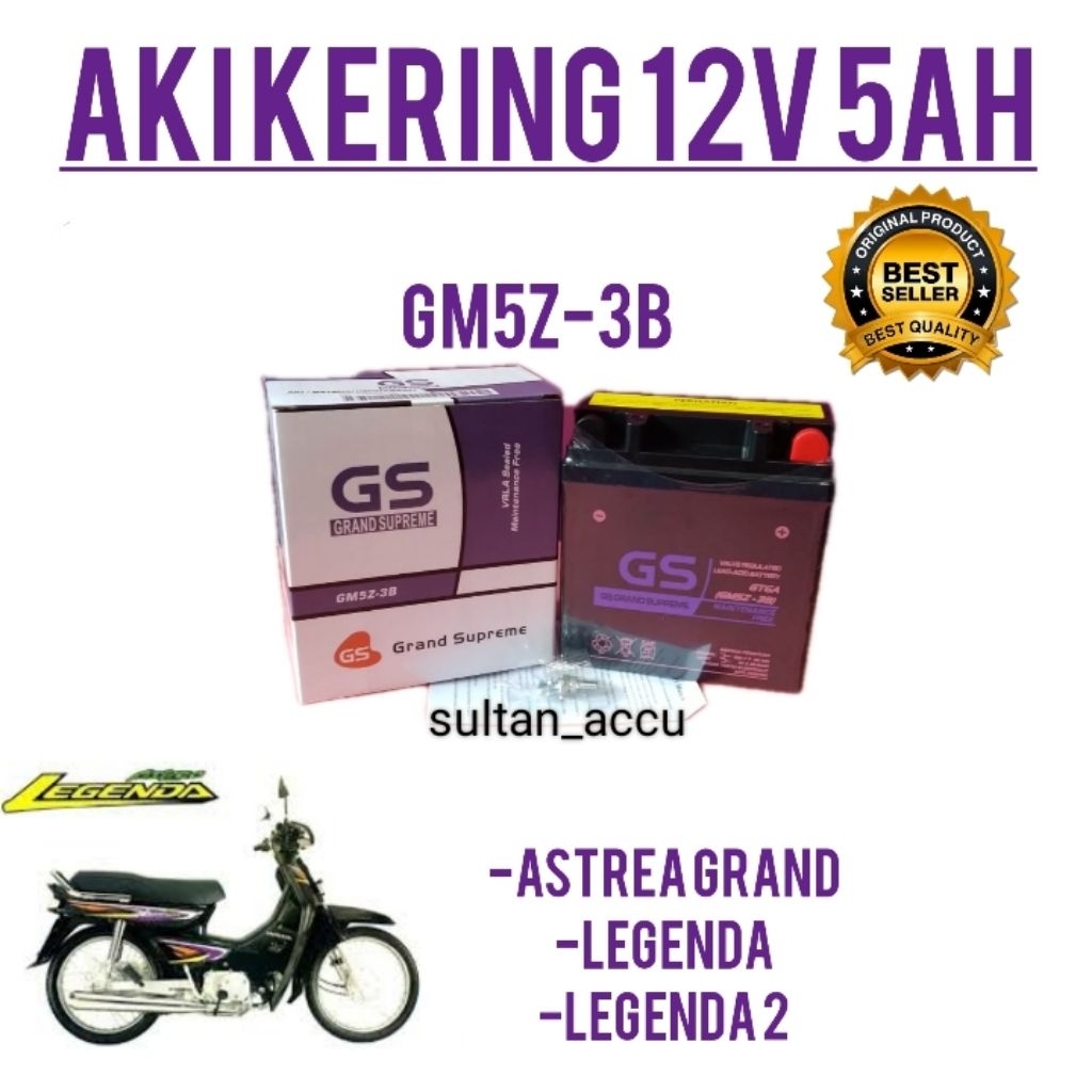 AKI MOTOR ASTREA GRAND, LEGENDA AKI KERING 12VOLT 5AH