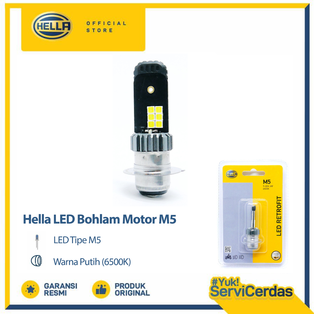 Bohlam Motor LED Hella M5 9 - 80V 6500K - Lampu Motor