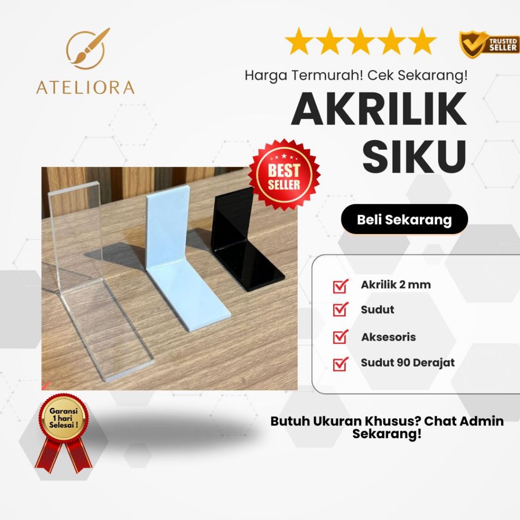 Siku Akrilik 2mm | Siku Akrilik L | Custom Sudut Siku L Akrilik
