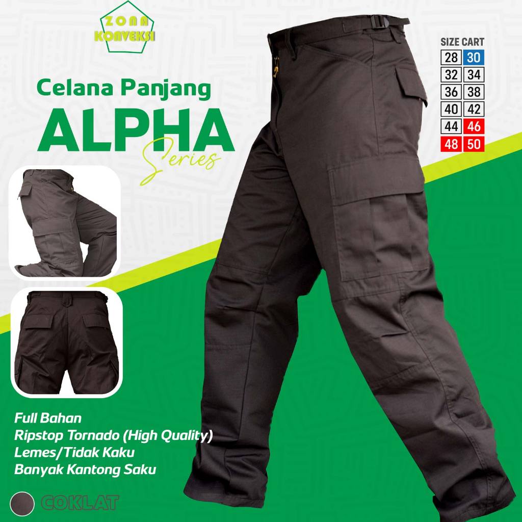 Celana Kerja Lapangan Pria Bahan Ripstop Tornado Warna COKLAT POLISI | Celana PDL SATPAM, POLISI, PR