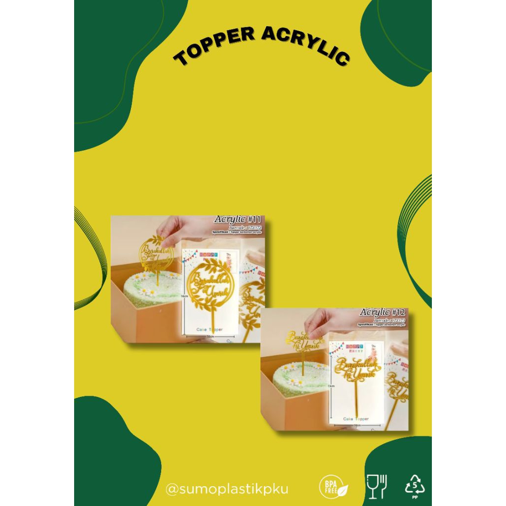 Cake Topper Akrilik Barakallah Fii Umrik/ hiasan kue tart toper kue acrylic
