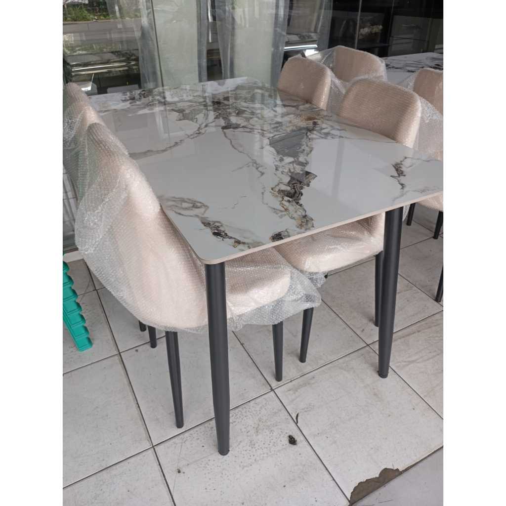 Meja Makan Import Granit 4 kursi /Meja Makan Granit 4 Kursi White Cream