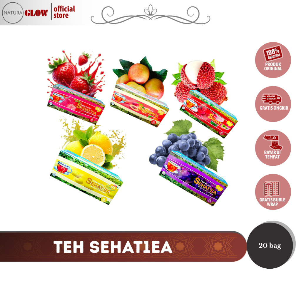 SEHAT'EA TEH BUAH, teh anggur / teh stroberry / teh lechea / teh leci / teh lemon / lemon tea / teh 