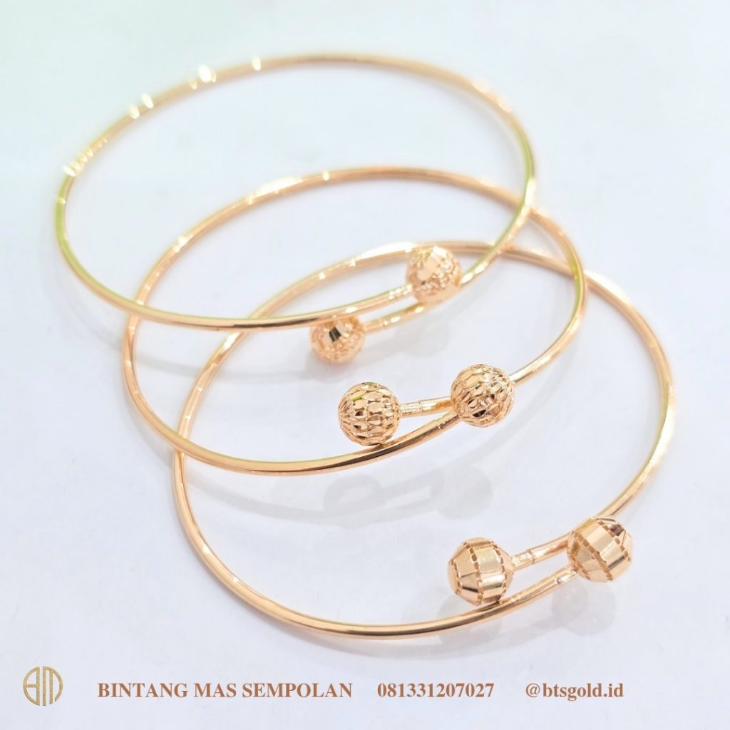 Gelang Bangle Boba Tinju Emas Muda Kadar 6k Model Simple Elegant