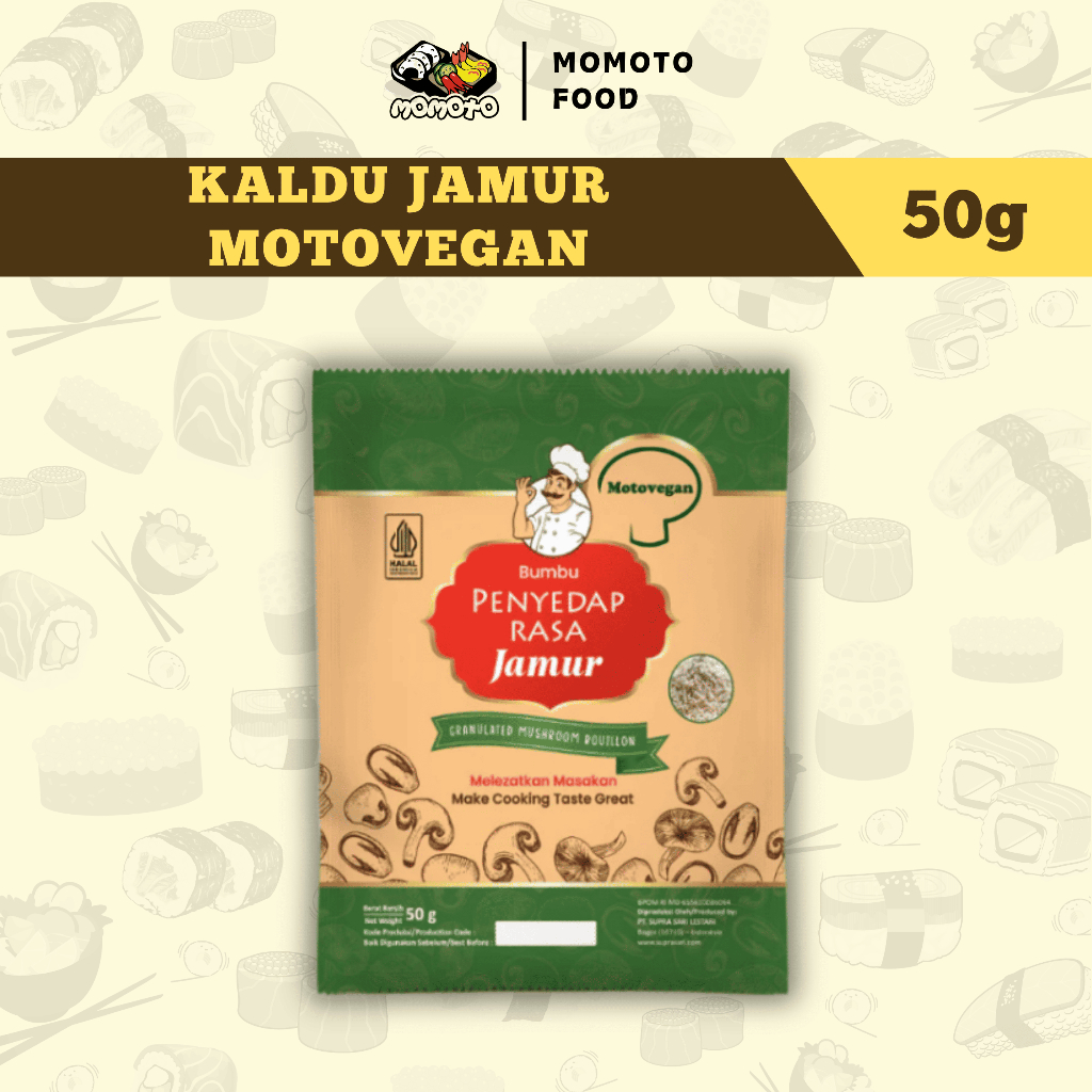 Kaldu Jamur HALAL MUI Motovegan 50 gram non MSG untuk MPASI