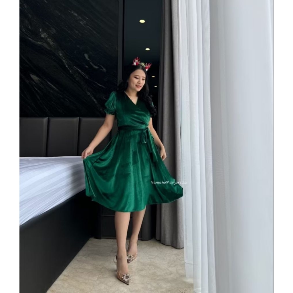 Dress Brokat Tile/Dress Pesta/Dress Natal