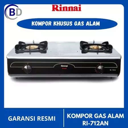 Kompor Gas Alam Rinnai 2 Tungku RI-712AN ( KHUSUS GAS ALAM/PGN )