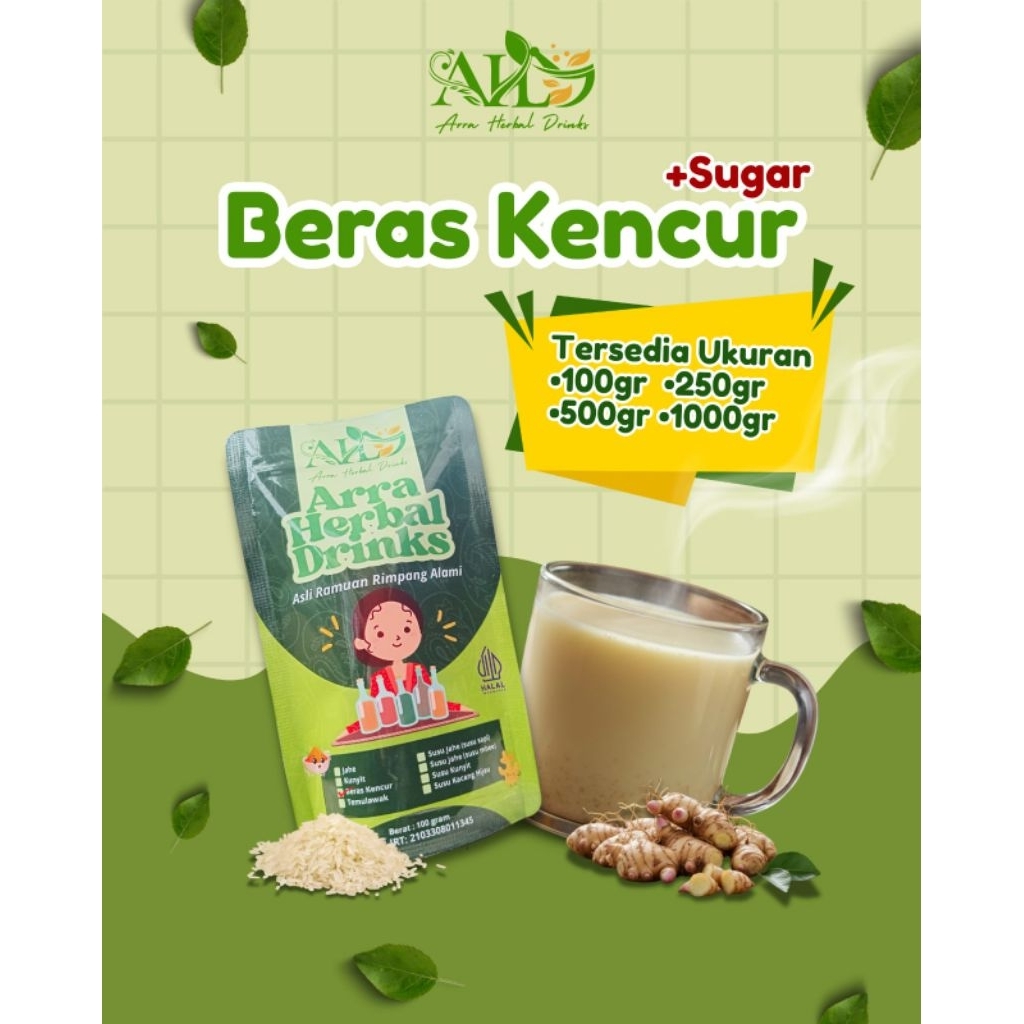 Wedang Beras kencur bubuk + gula 500 gram pouch langsung seduh Tanpa Ampas