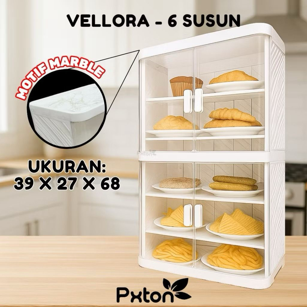 LEMARI VELLORA 6 SUSUN/LEMARI MAKANAN 6 SUSUN/LEMARI KABINET MAKANAN ESTETIK