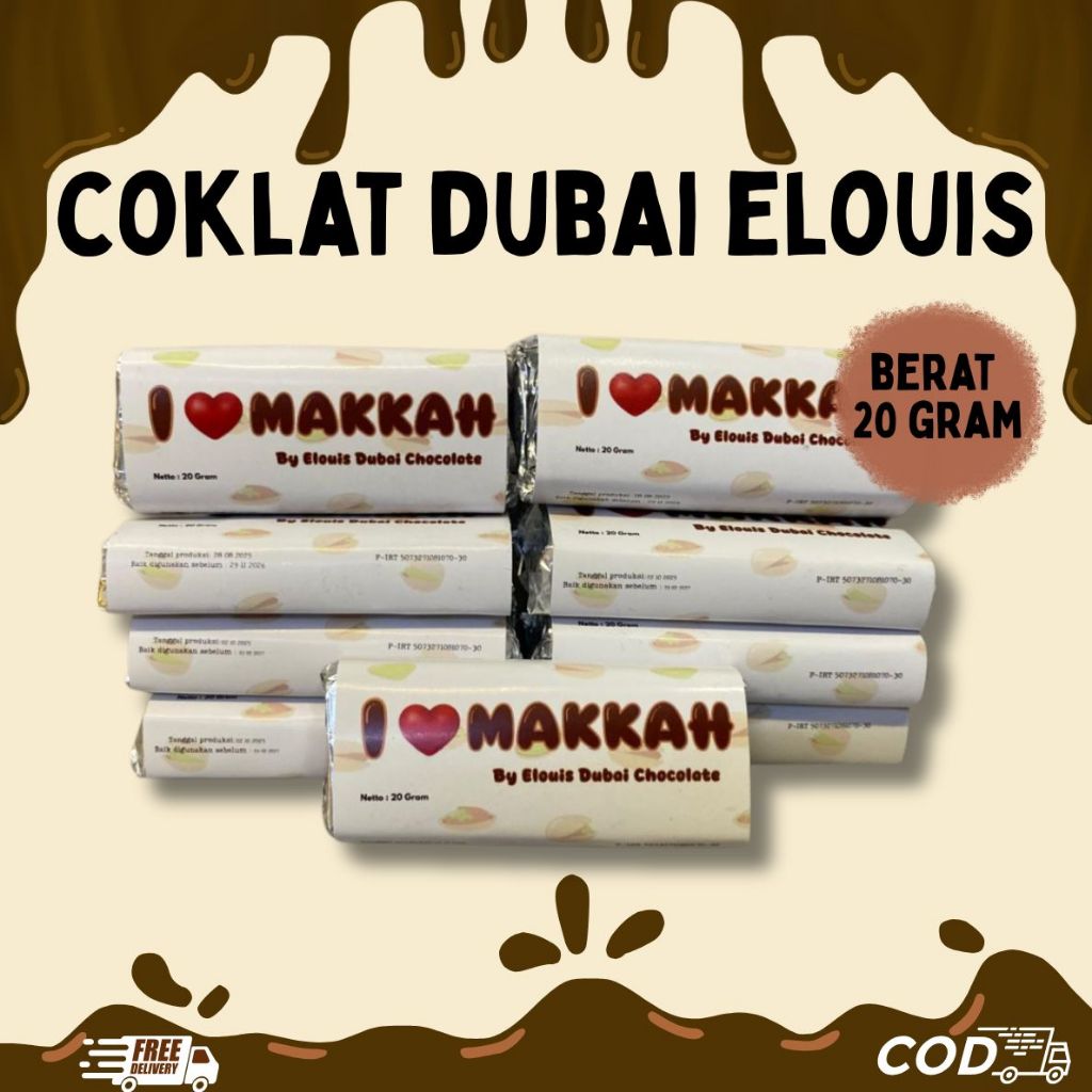 COKLAT DUBAI MINI 1 PCS UKURAN 20 GRAM COKLAT DUBAI ARAB COKLAT DUBAI VIRAL ASLI ORIGINAL BEST QUALI