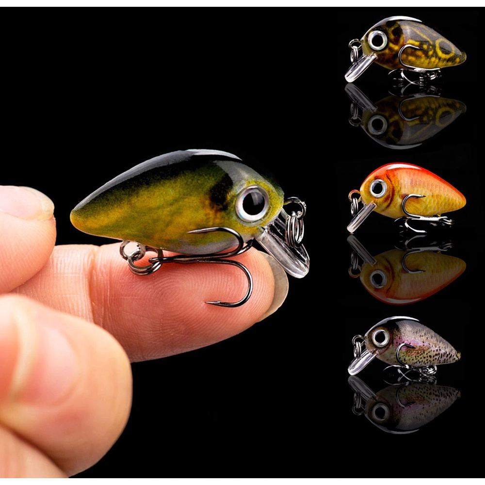 Umpan Pancing Crankbait Mini Painted Realistic Color Crank Bait Micro UL Minnow Casting Ultralight