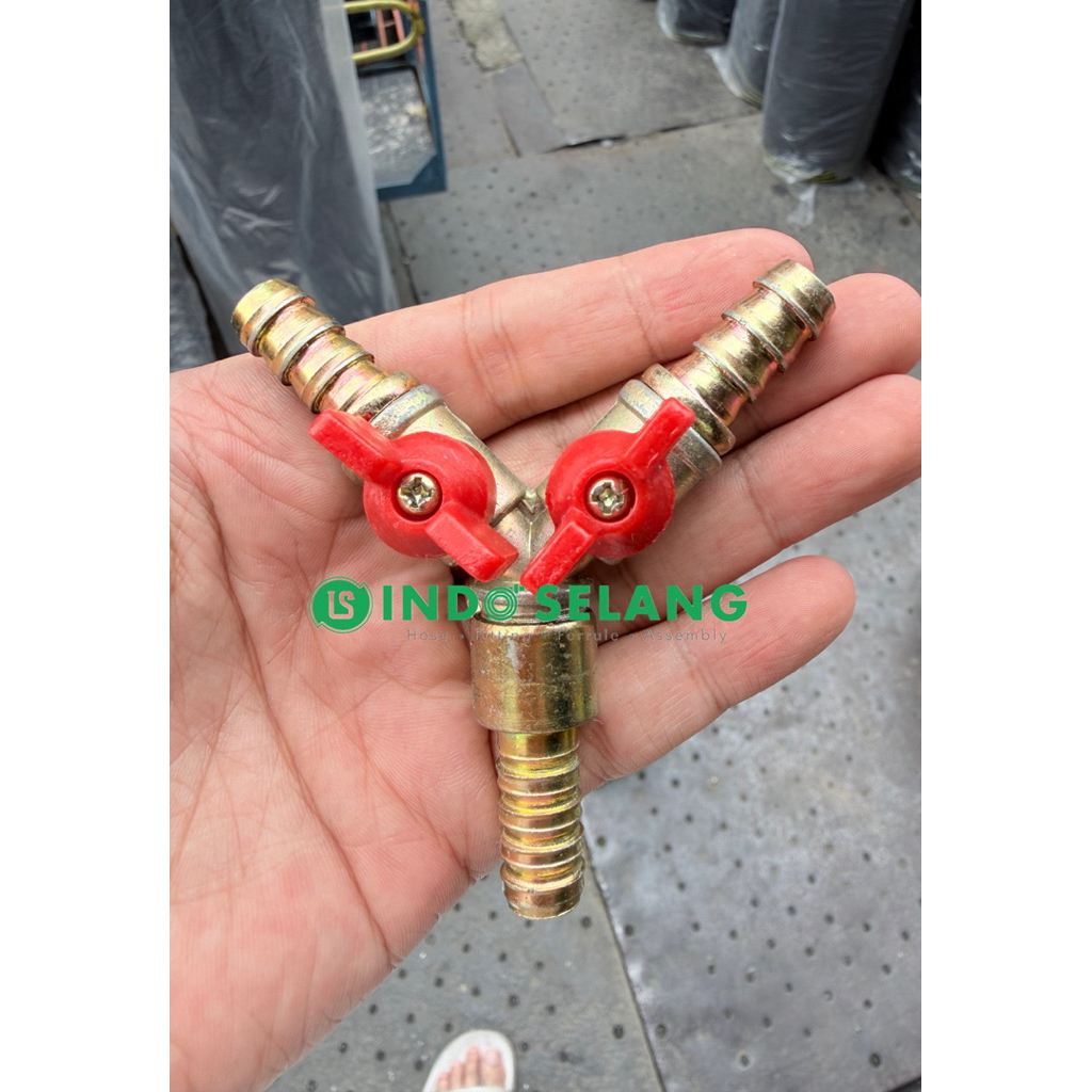 INDOSELANG - STOP KRAN CABANG 3 Y SAMBUNGAN 3/8” SELANG GAS TABUNG KOMPOR LPG