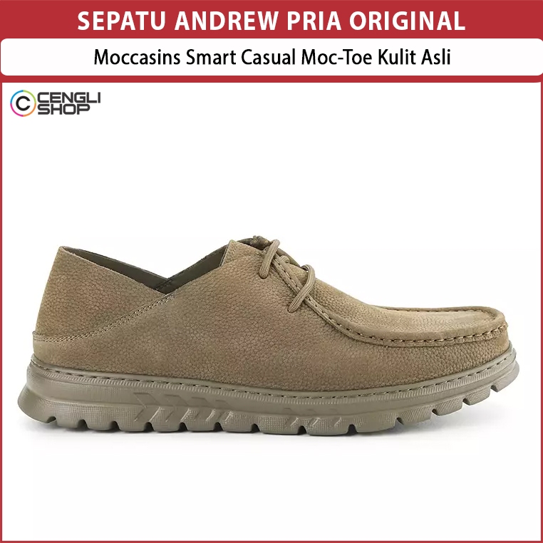 SEPATU ANDREW MOCCASINS PRIA ORIGINAL SMART CASUAL MOC-TOE KULIT ASLI ANM03