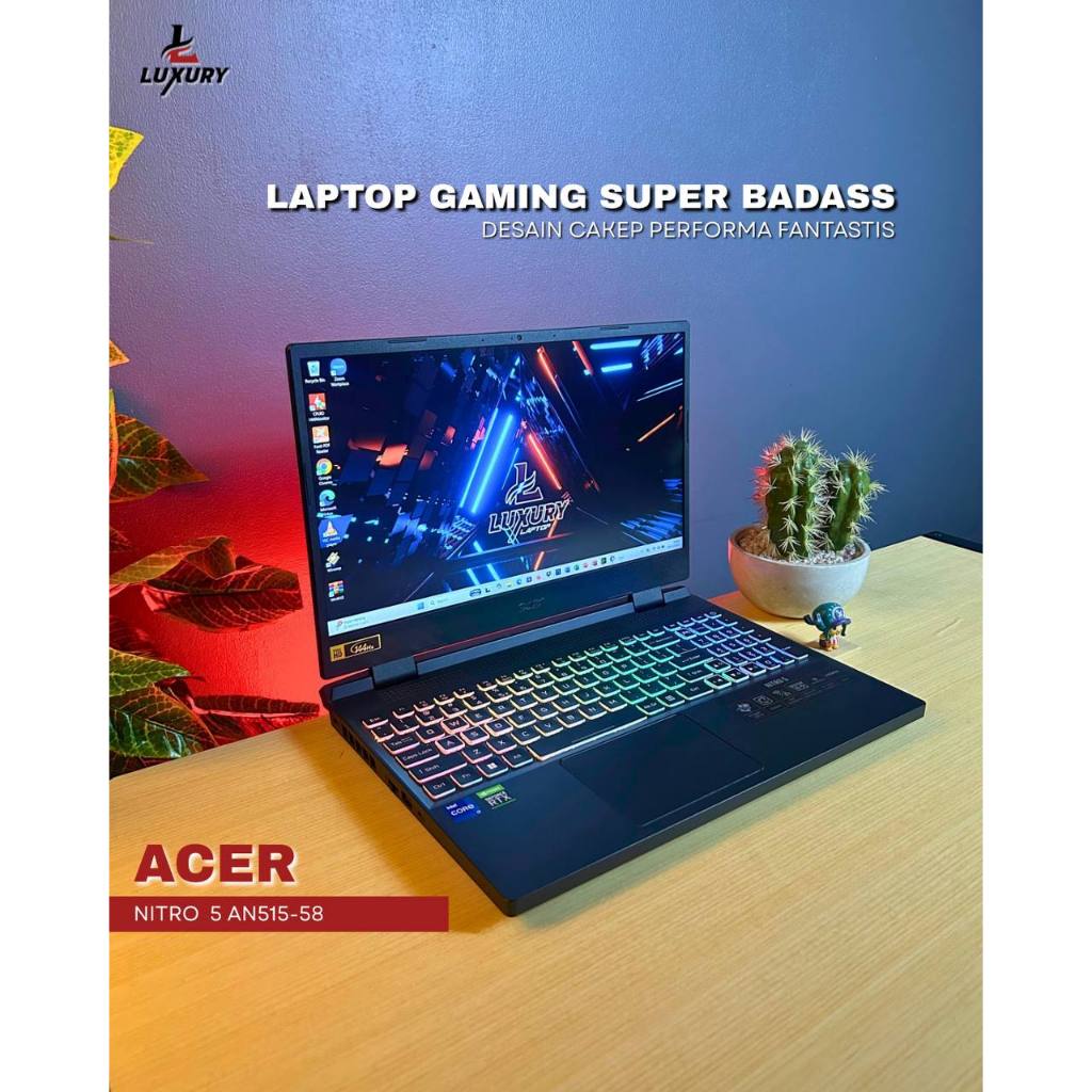 LAPTOP GAMING ACER NITRO 5 AN515-58 12TH GEN CORE I7 NVIDIA GEFORCE RTX 3050 RAM SSD SECOND