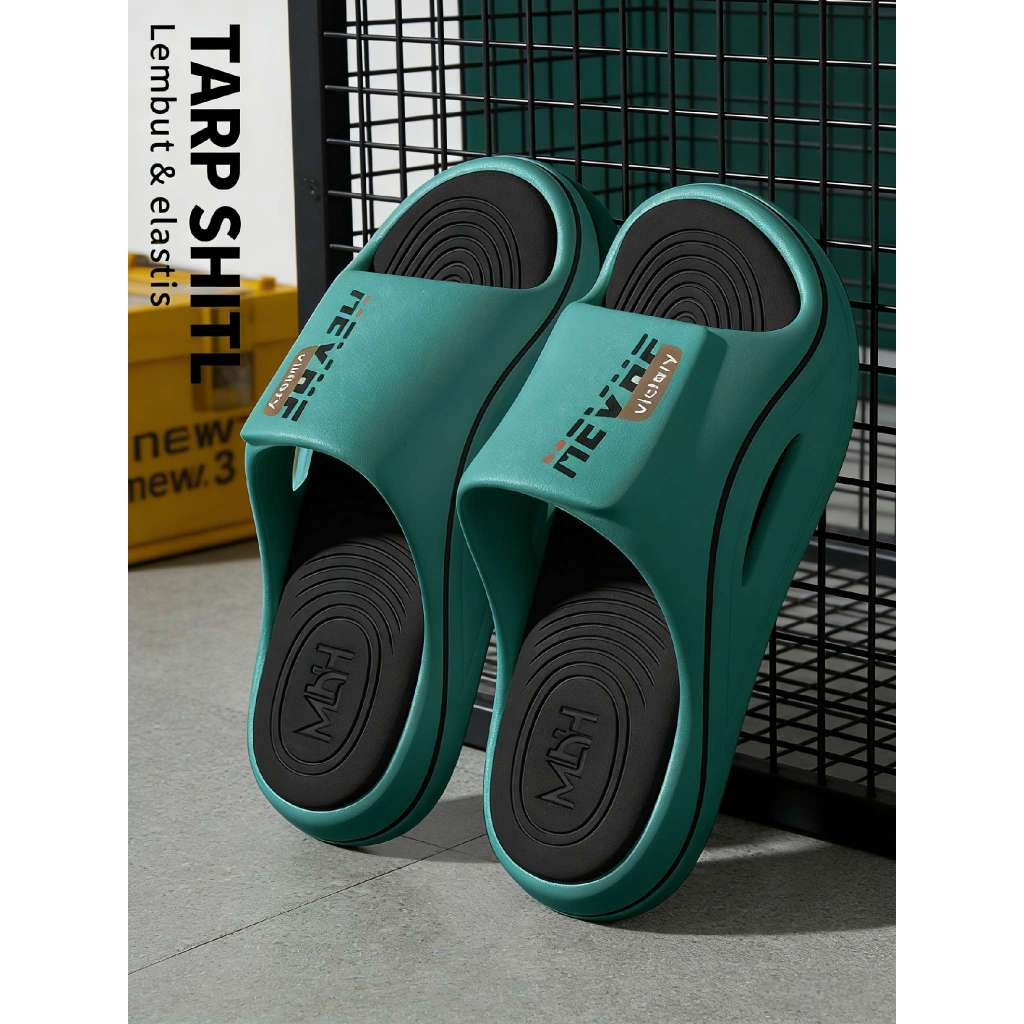 Sandal Anti Slip Sol Tebal Tinggi Hijau Toska 2026 - Sandal Casual Viral TikTok Lembu Elastis