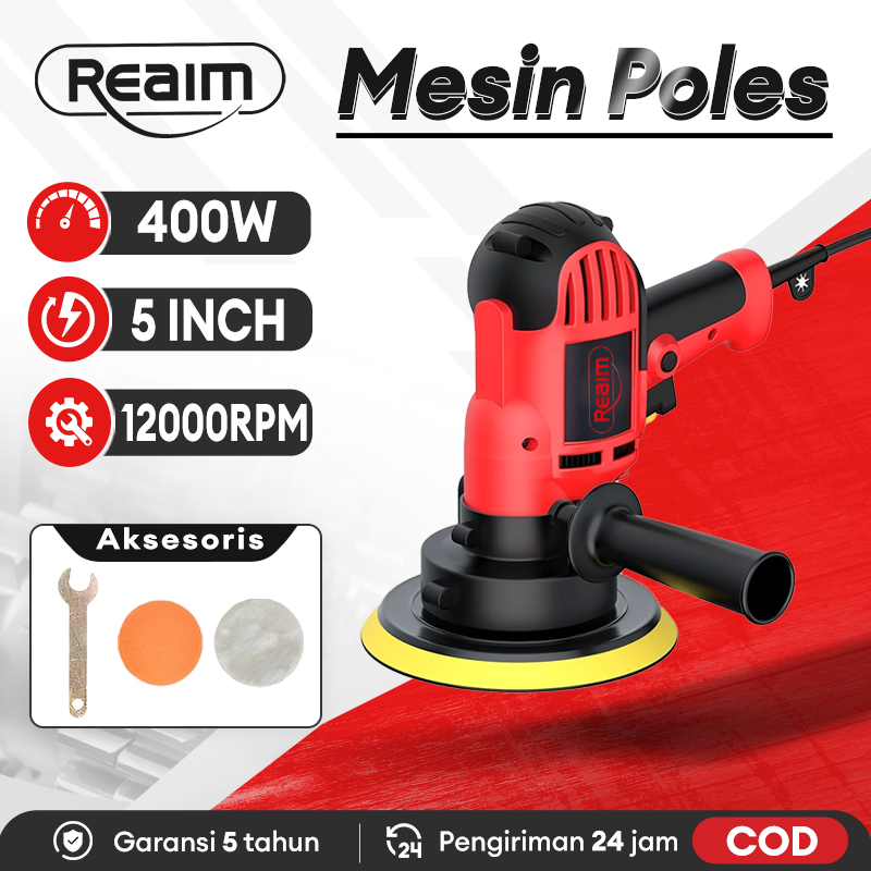 Reaim 400W Mesin Poles Mobil Motor Polisher 5 Inch Machine Mesin Poles Mobil Alat Poles Mobil