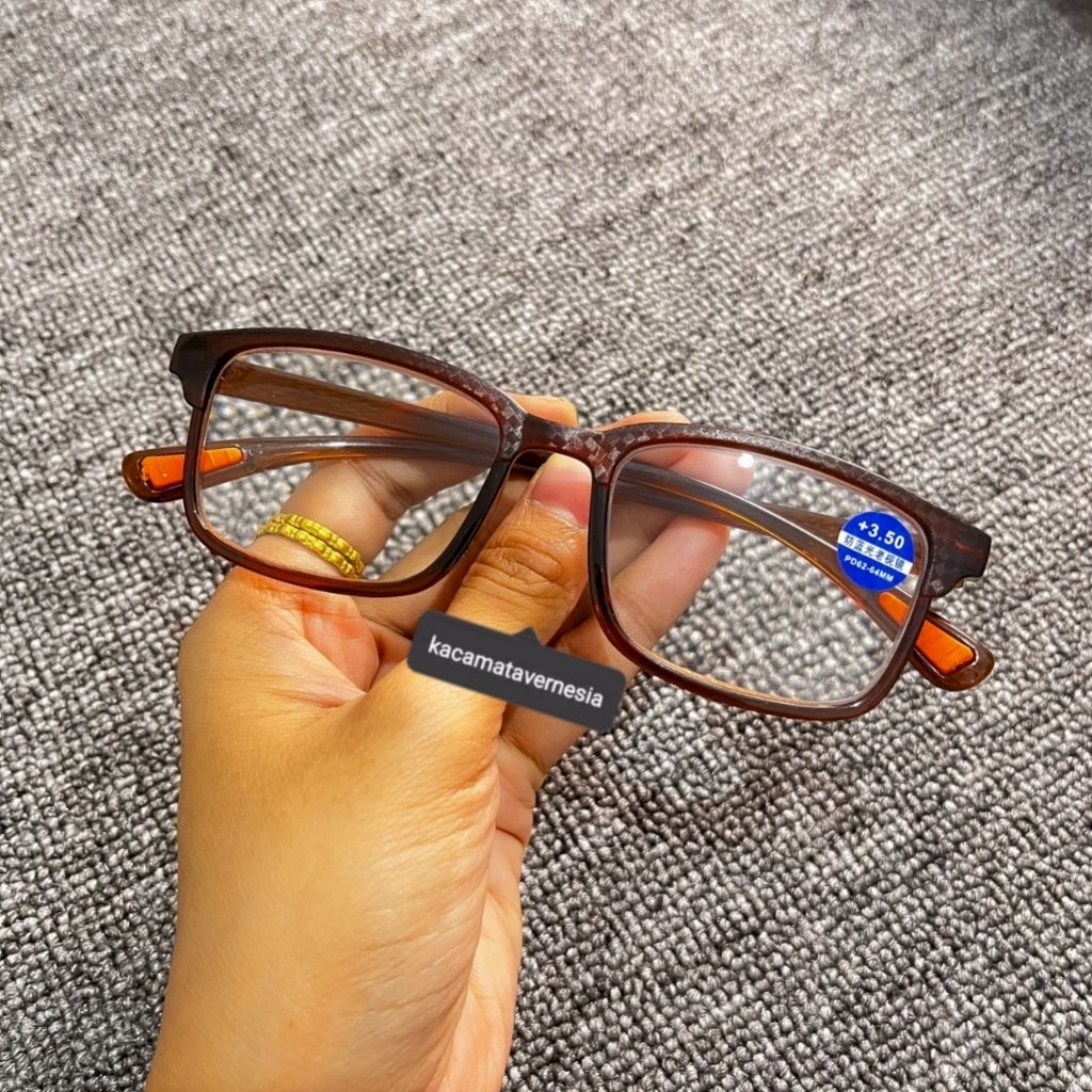 Kacamata Vernesia Kacamata Baca Kaca Mata Plus Model Kotak Pria Wanita Single Fokus 1 Fungsi Frame W