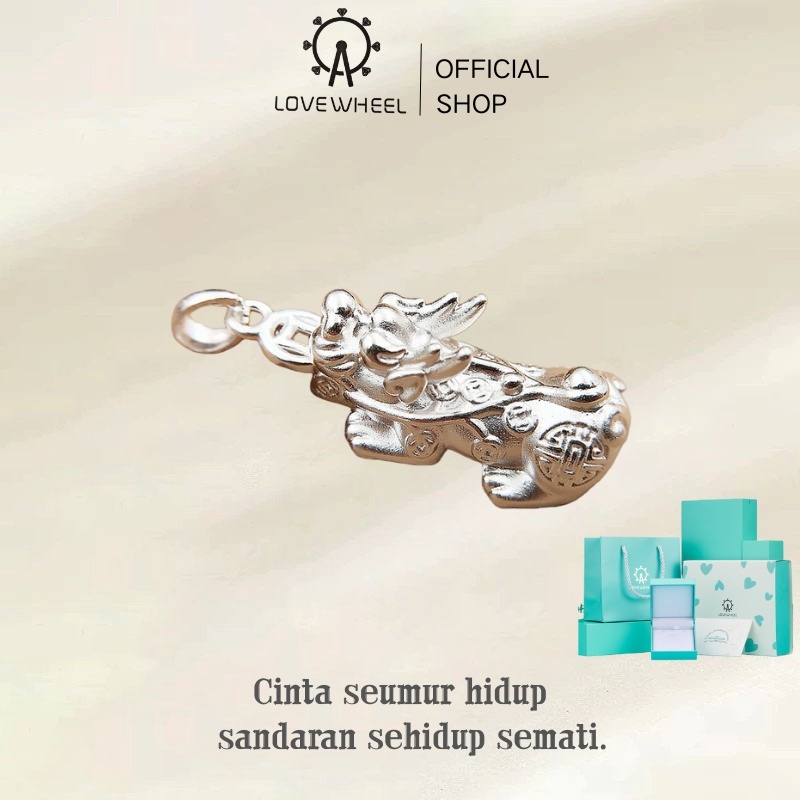 LOVE WHEEL Pi Xiu S999 Perak Murni | Liontin Kalung Keberuntungan | Ukuran Sedang & Besar | Aksesori