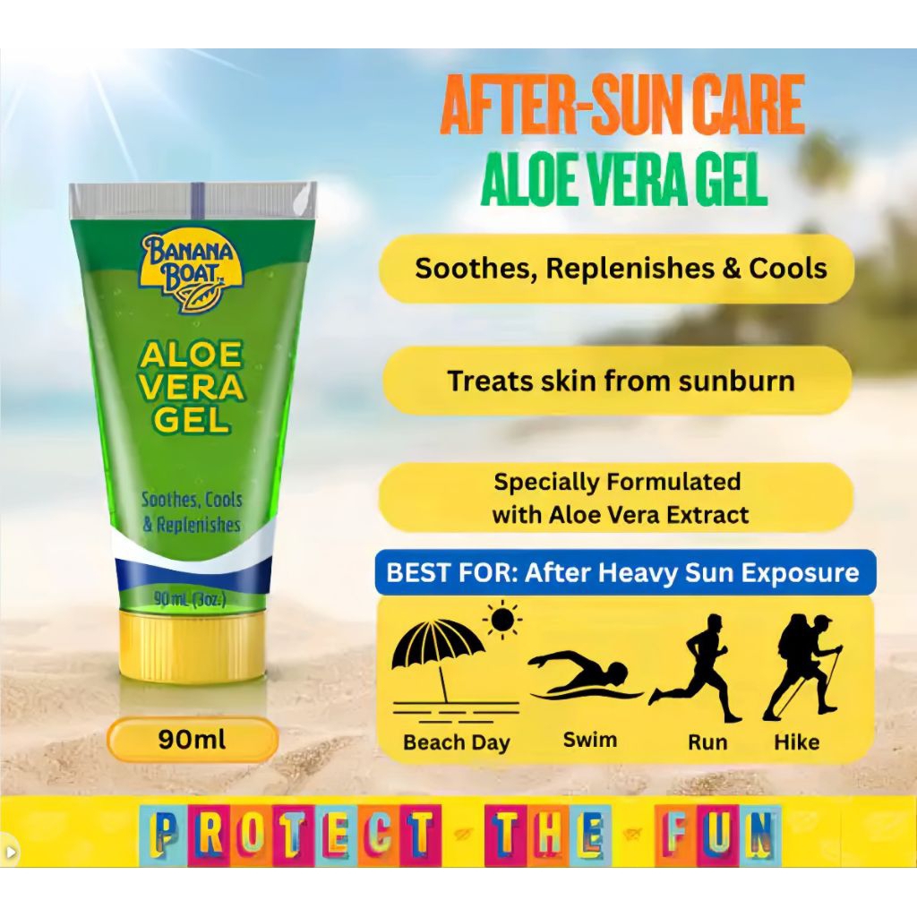 Banana Boat Aloe Vera After Sun Gel 90 ml / GEL AFTER SUN / PELEMBAB BADAN / KULIT TERBAKAR