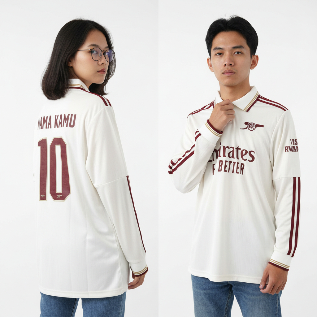 Longsleeve Jersey Arsnl 3RD 2025 2026 LS Baju Bola Third Lengan Panjang Crem Putih Long Sleeve Pasan