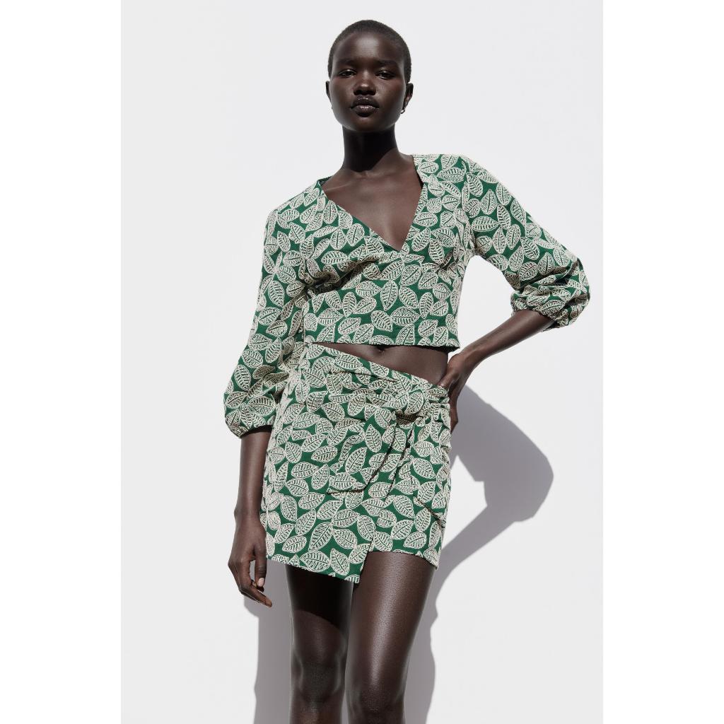 ZARA Emerald Floral Embro Blouse