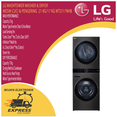 LG WT2117NHB WASH TOWER LG WT2712NHB WASH21/ DRY17 KG