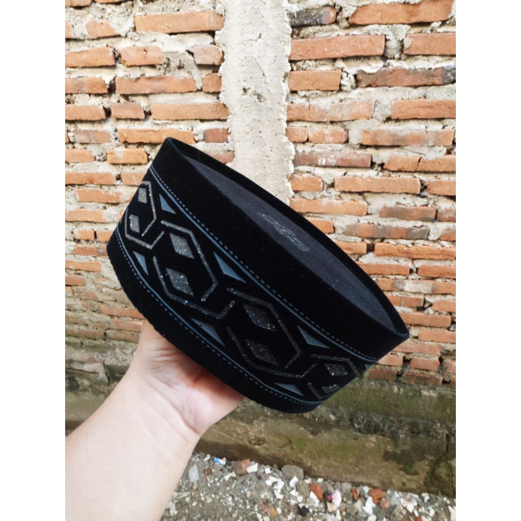 Peci Songkok Kopyah Hitam Motif 3D Kualitas Premium