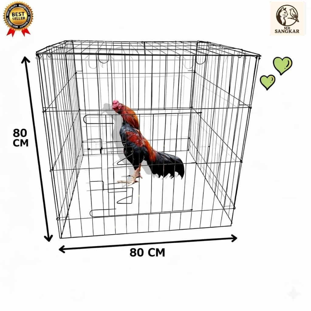 Kandang Ayam Jumbo 80x80 Besi Tebal Bisa Di Lipat