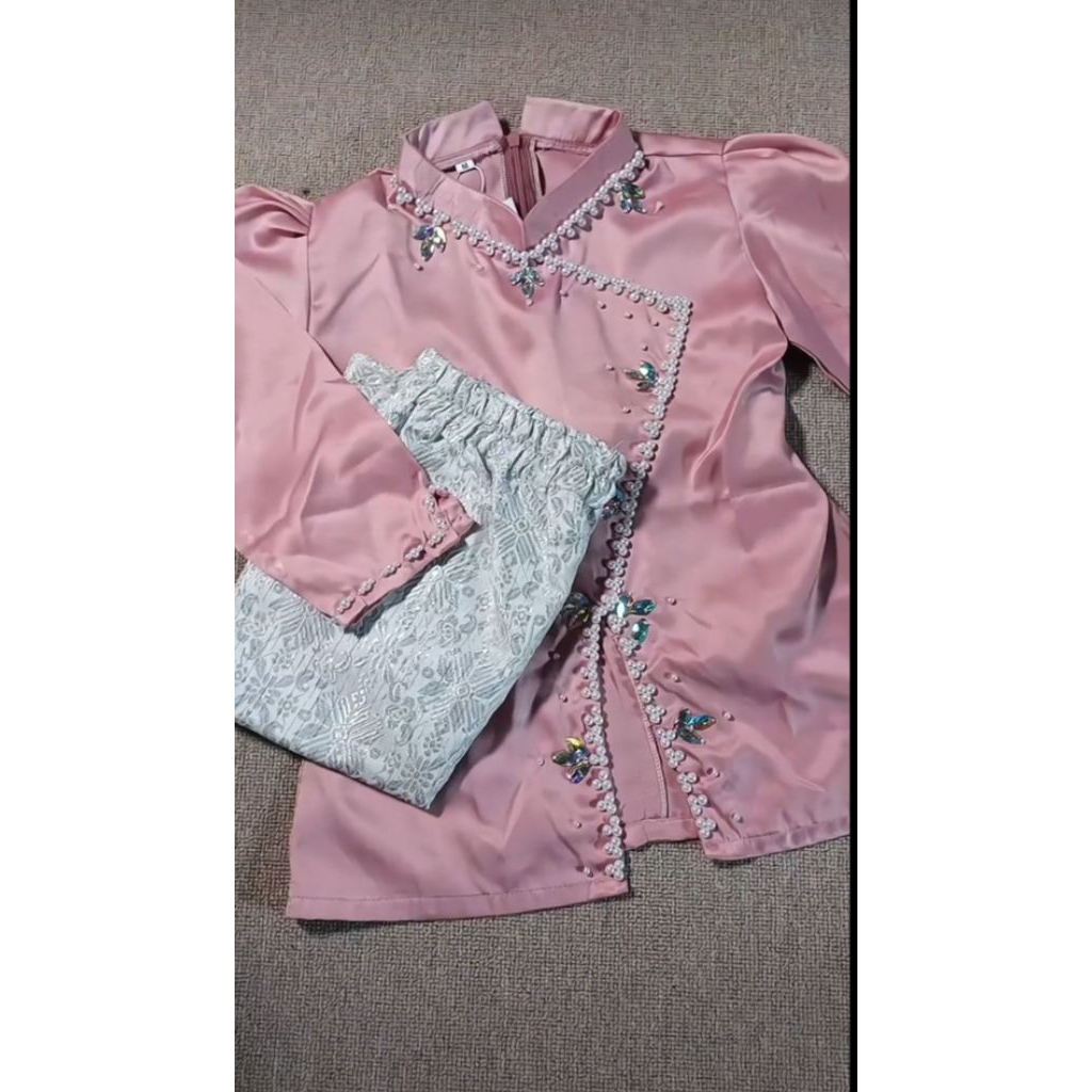 set kurung melayu anak rok songket putih