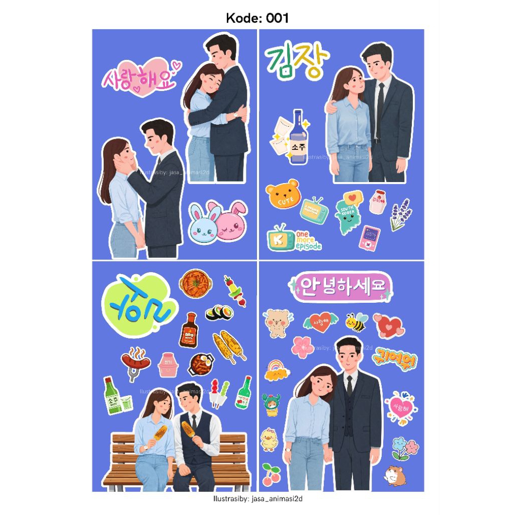 Stiker Korean Look| Korean Study Sticker Aesthetic | Girl Daily Activity | Sticker Jurnal & Planner 