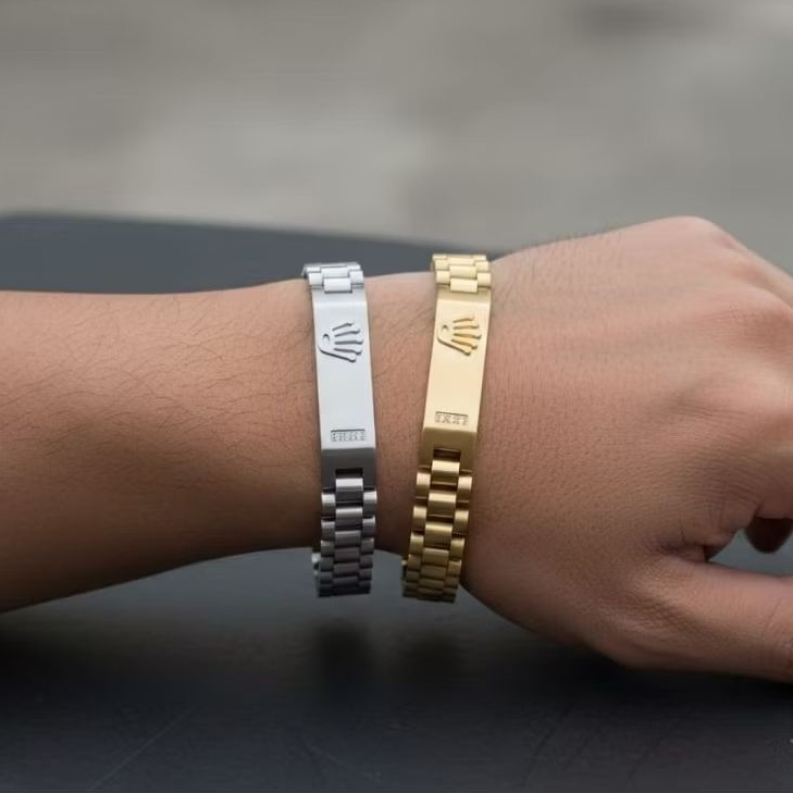 Gelang Rolex Titanium Slim Mewah pria wanita