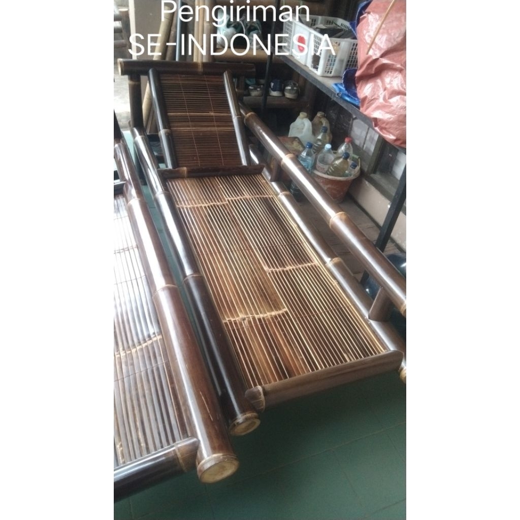 kursi bambu hitam, kursi malas, Bale bambu
