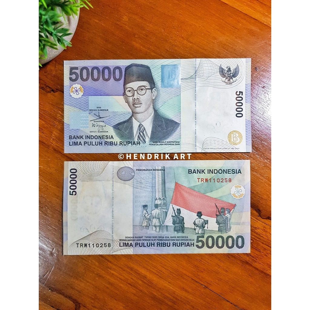 50.000 Rupiah Wr. supratman 1999 UNC / gress