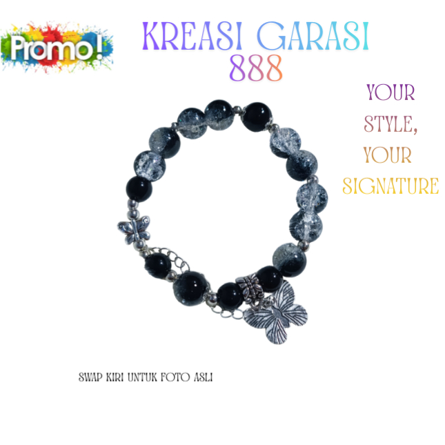 Gelang Manik Batu kristal hitam elegan