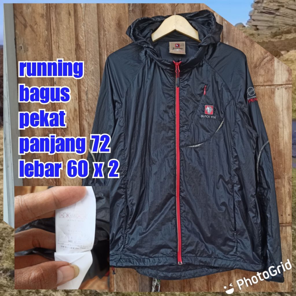 jaket gunung outdoor olahraga running senam gowes tektok summit black yak hitam