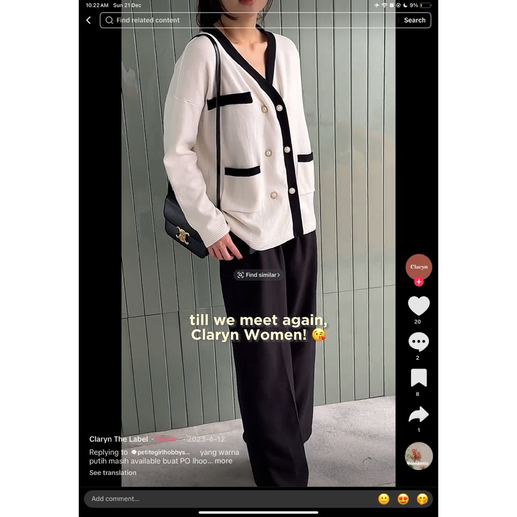 CLARYN THE LABEL CELINE CARDIGAN