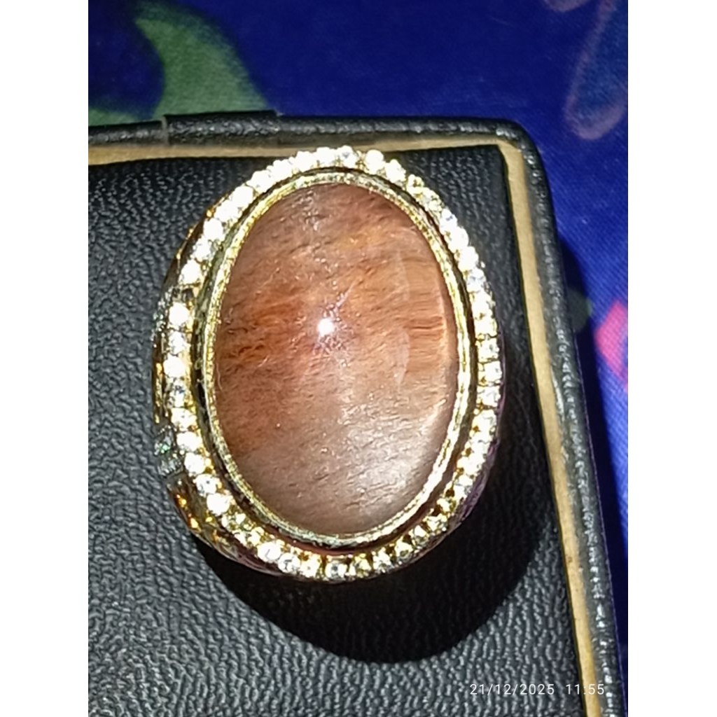 LANGKA (RARE ITEM) Cincin Mata Batu Natural Phantom Rock Quartz Cat's Eye (Kecubung Karang) Hot Kris