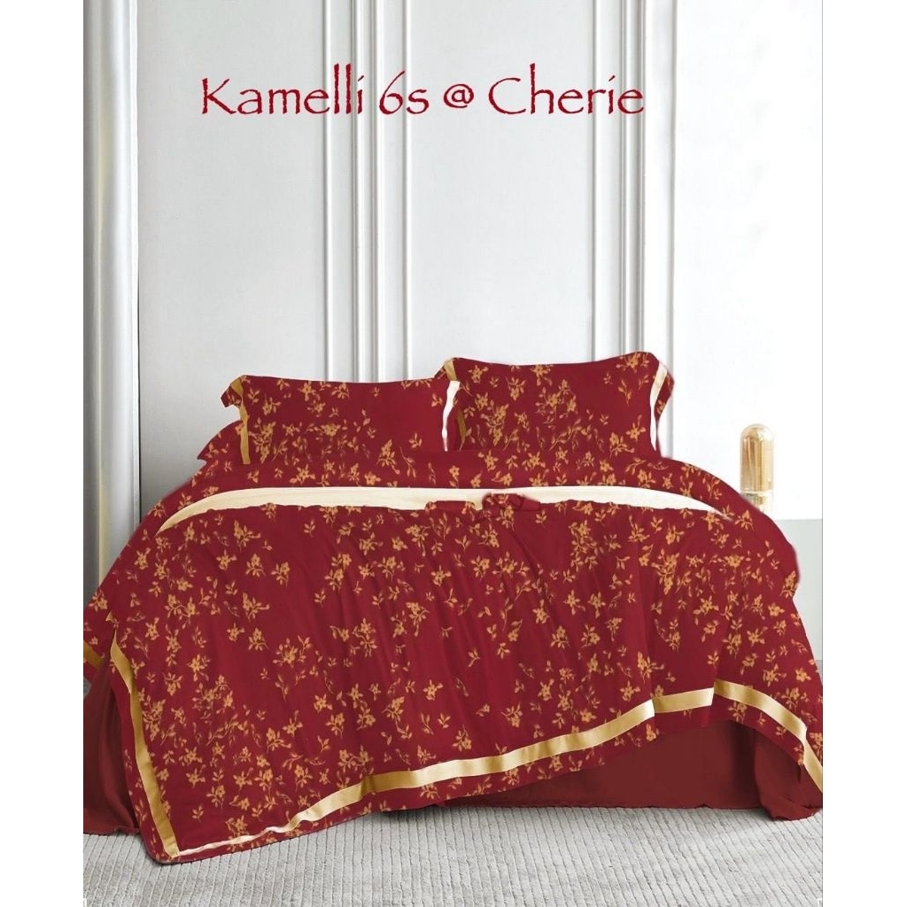 sprei tencel 60s sutra organik serat bamboo merah bunga red flower maron marun premium original anti