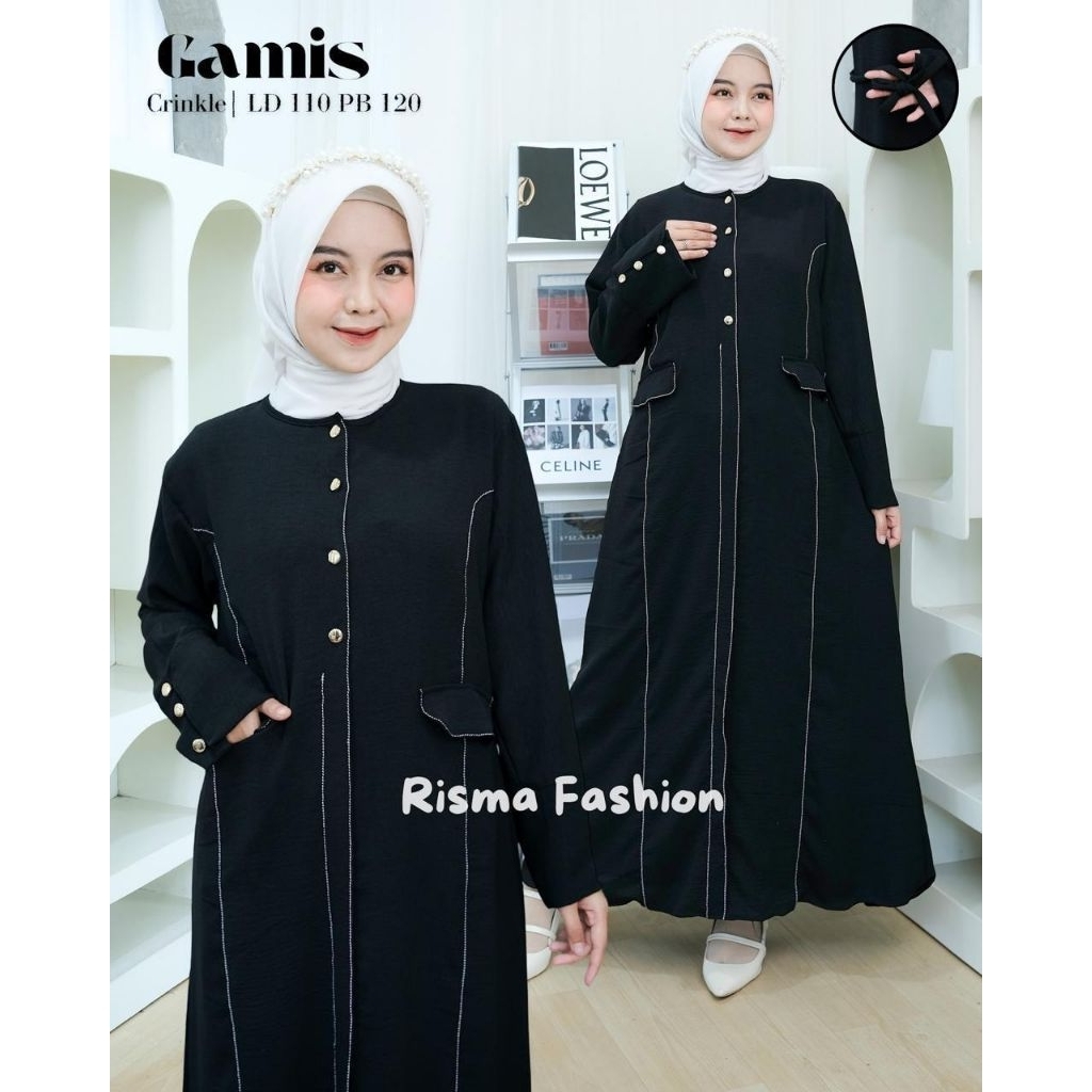 Gamis Crinkle Polos Abaya Ld 110 - 120