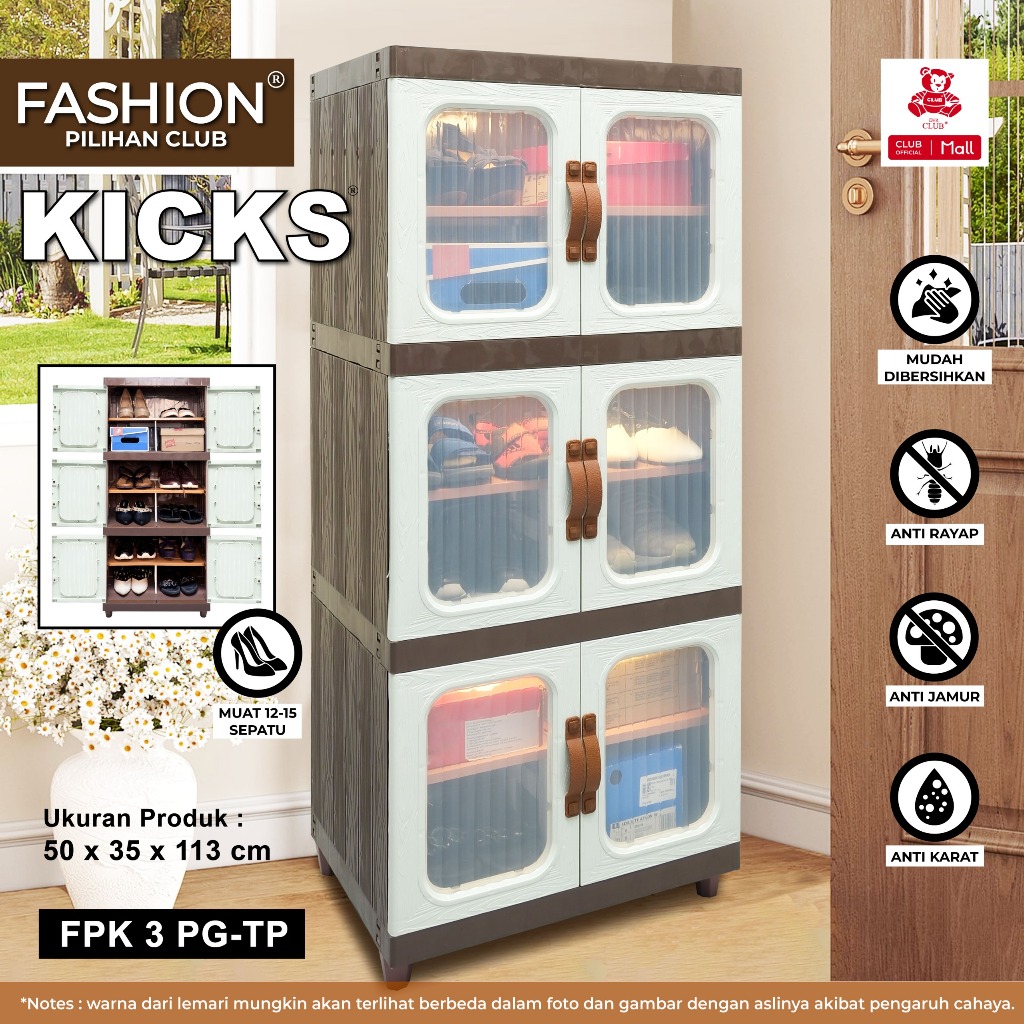 CLUB Rak Sepatu Fashion Kicks FPSR - Kabinet Plastik Susun - Kabinet Lemari Serbaguna Awet Estetik