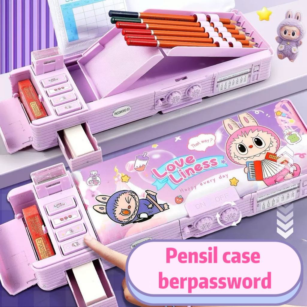 Tepak pensil labubu viral / kotak pensil labubu Kotak Pensil Anak Perempuan Tempat Pensil Anak Perem