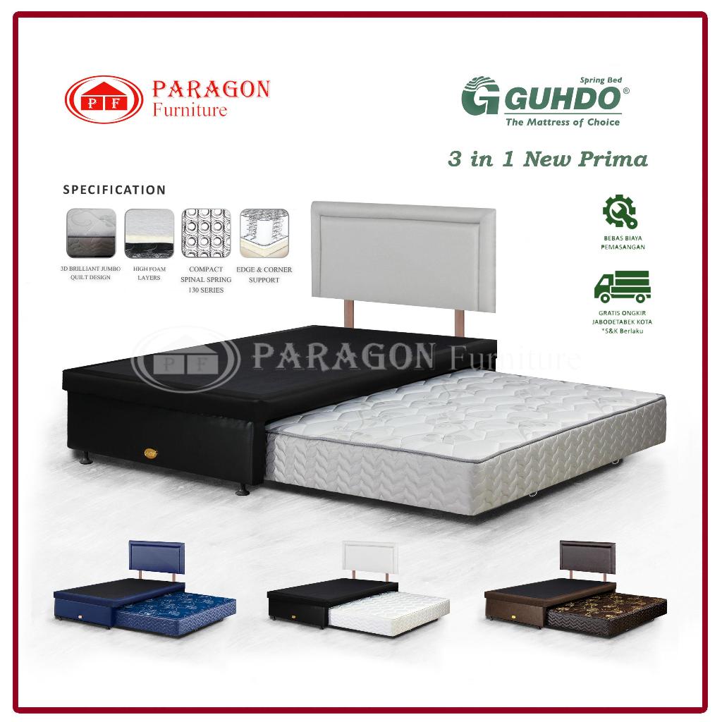 Guhdo Spring bed Ranjang tengah + Sorong 3in1 New Prima 90 100 120 140 160 180x200 HB Prospine Tanpa