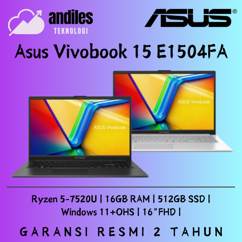 Asus Vivobook 15 E1504FA Ryzen 5-7520U 16GB SSD 512GB 15.6"FHD WIN 11 OHS+M365