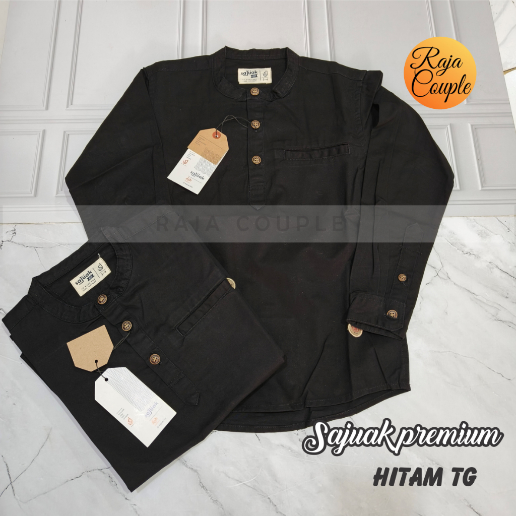 SAJUAK TG PREMIUM HITAM KEMEJA KOKO COUPLE AYAH ANAK ORIGINAL SAJUAK