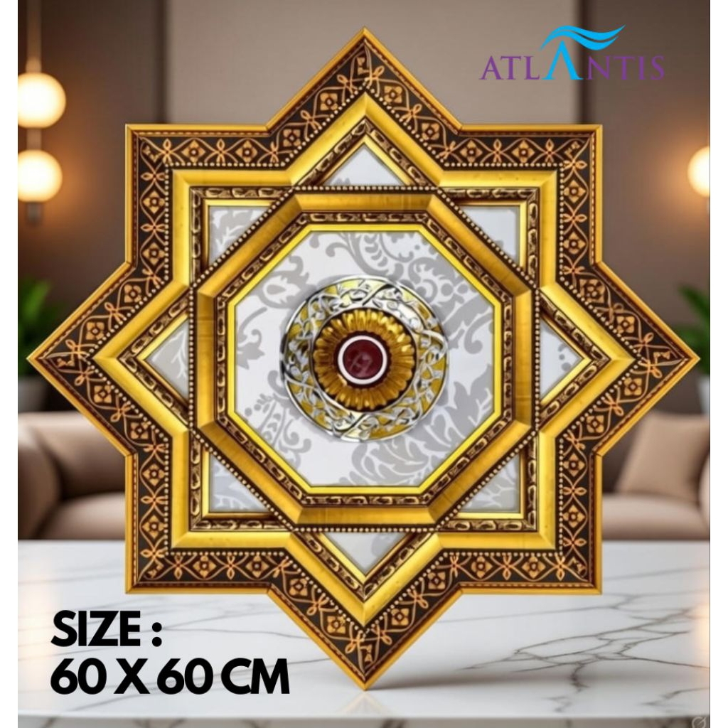 fitting ornamen lampu plafon pvc ukuran 60 x 60 cm estetik