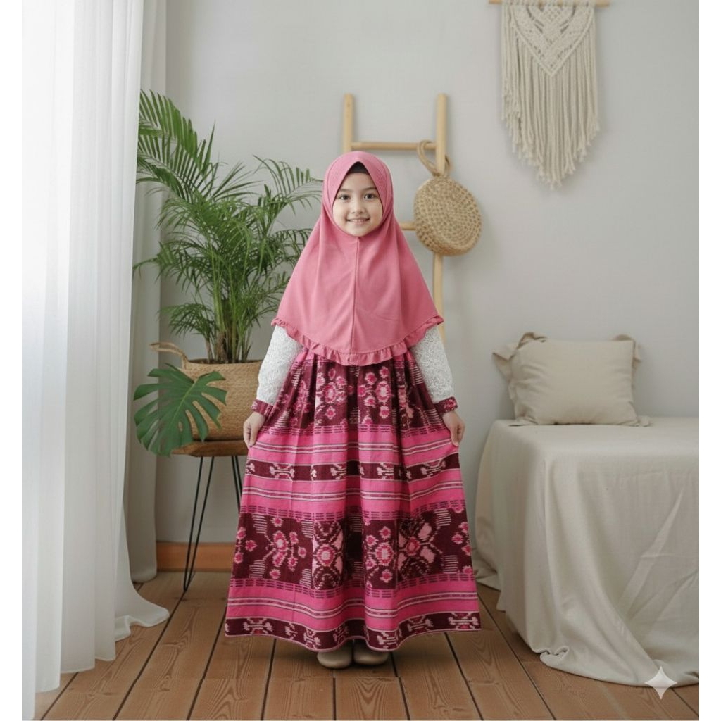 gamis abaya anak kain tenun Jepara  CAHAYA TENUN JEPARA