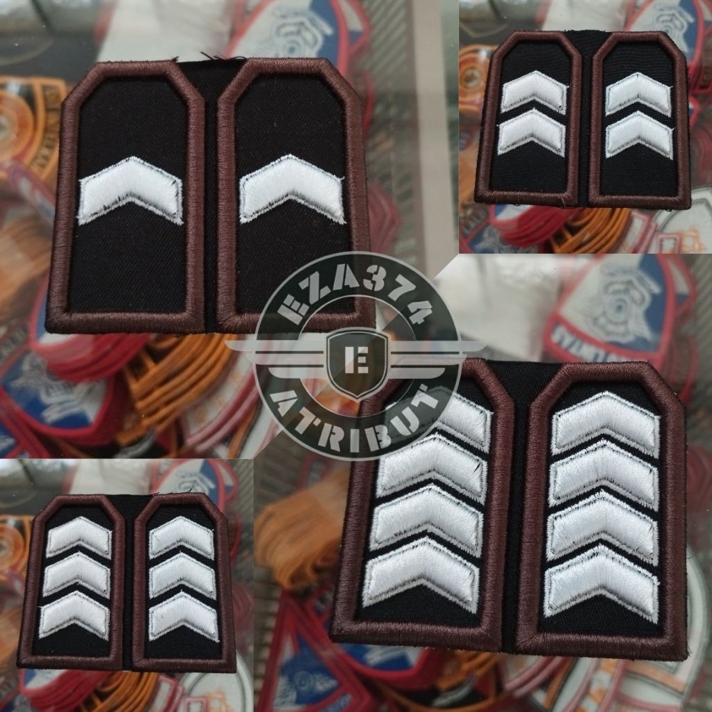 Pangkat PDL Polisi Polri Bripda Briptu Brigadir Bripka Aipda Aiptu Bordir Timbul Lis Coklat