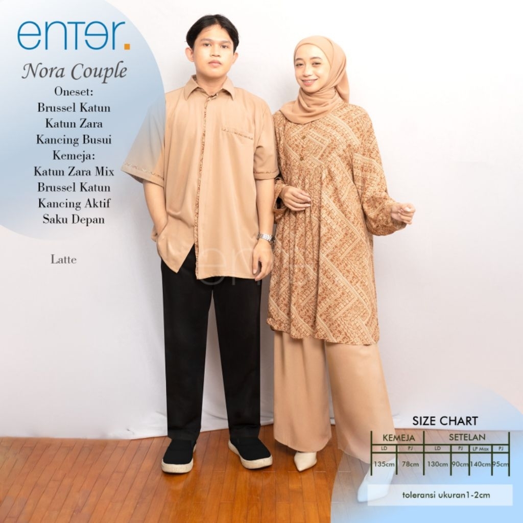 NORA ONESET COUPLE JUMBO LD 130 3XL XXXL BAHAN KATUN BY BINTI COUPLE MUSLIMAH BAJU COUPLE BAJU LEBAR